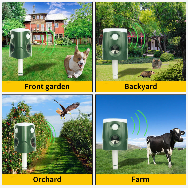 360°Ultrasonic Animal Repeller Cat Repellent Outdoor, Dog Repellent, Motion Sensor & Flashing Light, Repel Dogs, Deer, Fox, Raccoon, Skunk, Rabbit, Squirrels, Coyote Deterrent-2