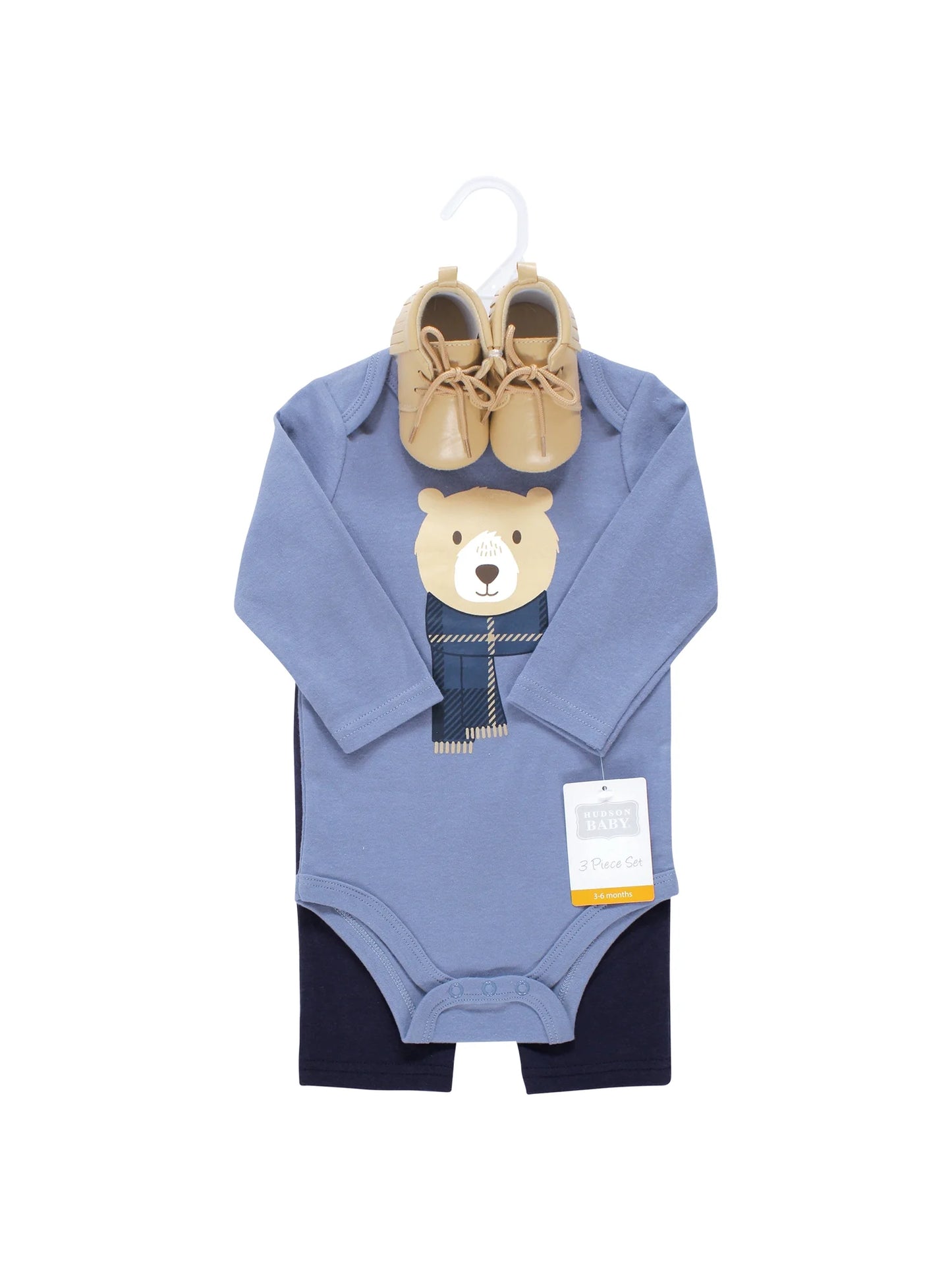 Long Sleeve Bodysuit and Pant Set with Shoes, 0-18 Months