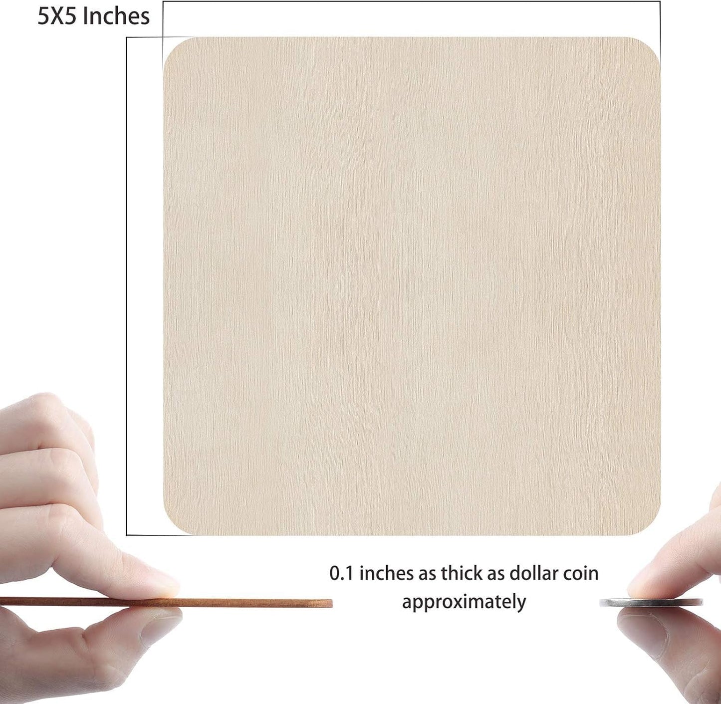 Fuyit Unfinished Wood Pieces, 50Pcs 6 X 6 Inch Blank Natural Wood Square Wooden Cutouts Board for DIY Crafts Painting, Scrabble Tiles, Coasters, Decoration