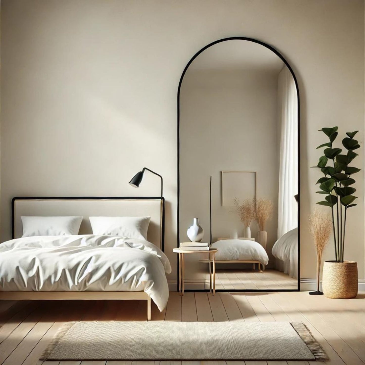 Akiko - Full Length Black Metal Arched Mirror - 180cm x 90cm-1