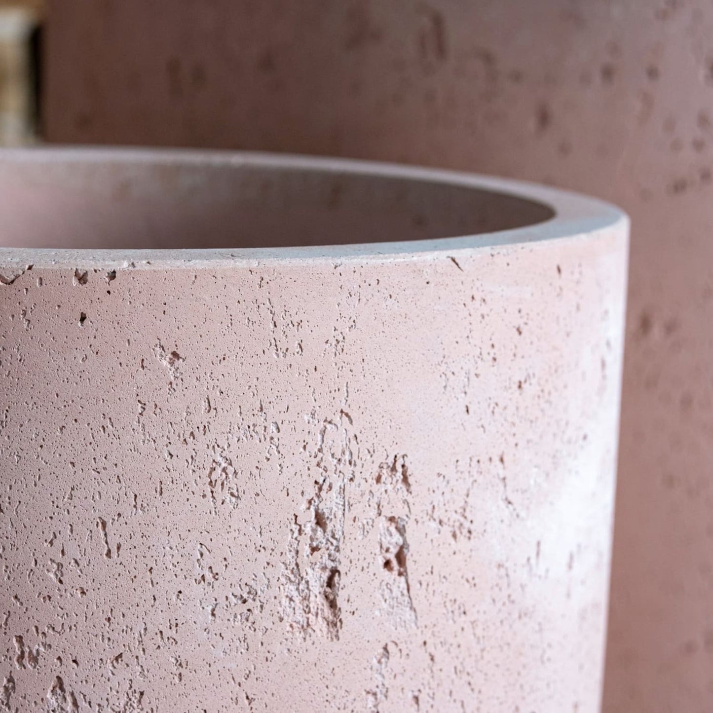 Aurella | Blushstone – 40cm Large Concrete Cylinder Planter – 34L Round Plant Pot-4