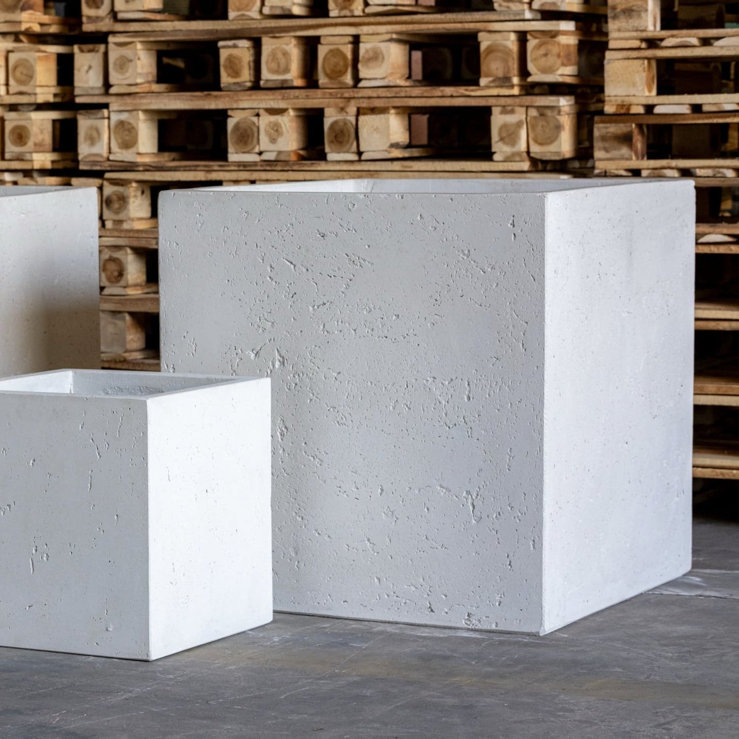 Cubrosa | White Mist – 30cm Medium Square Concrete Planter – 14L Block Plant Pot-3