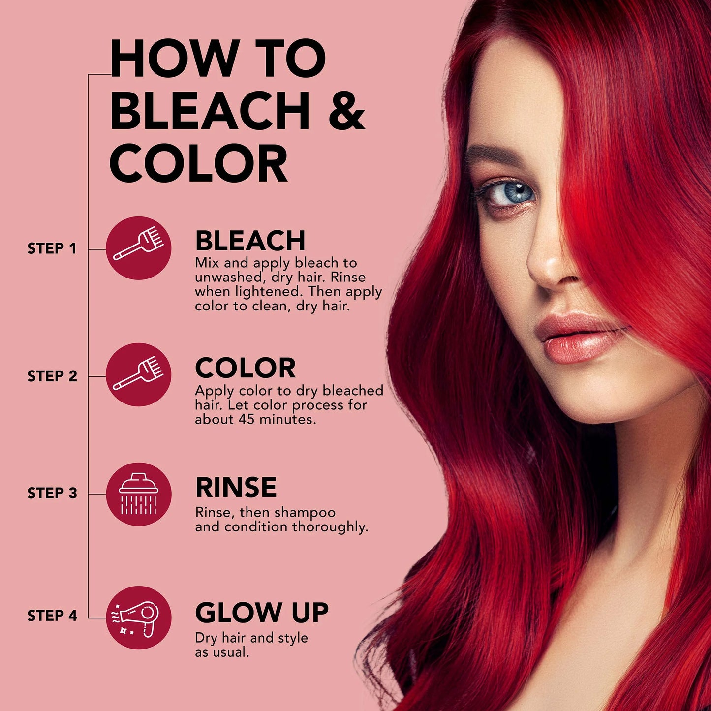 (3 Pack) Luscious Raspberries Red Unisex Hair Color Kit, Semi-Permanent Dye