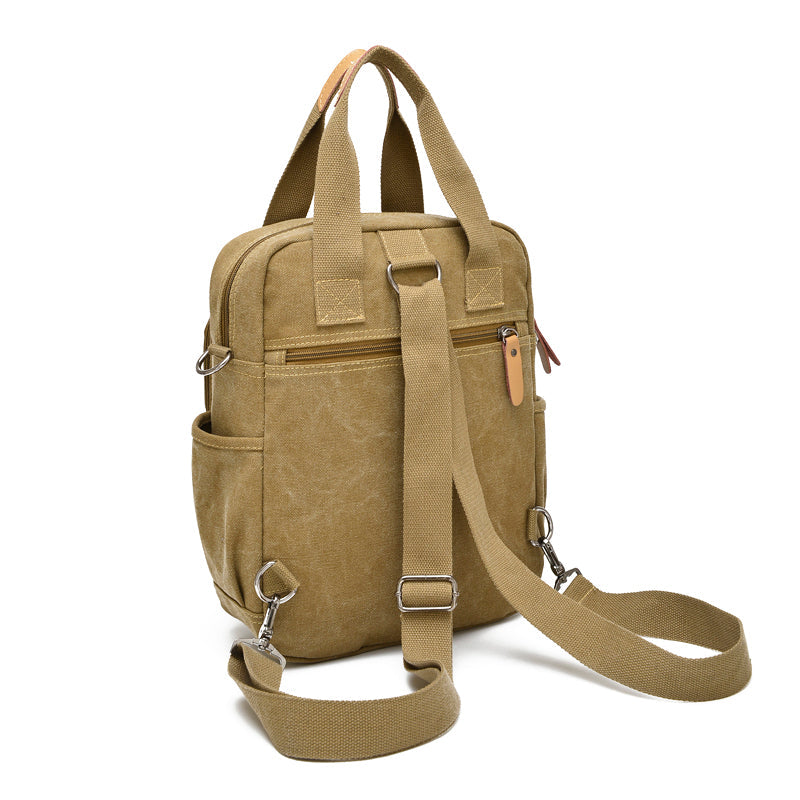 Leisure Canvas Shoulder Bag Wearproof Multi-functional Backpack-4