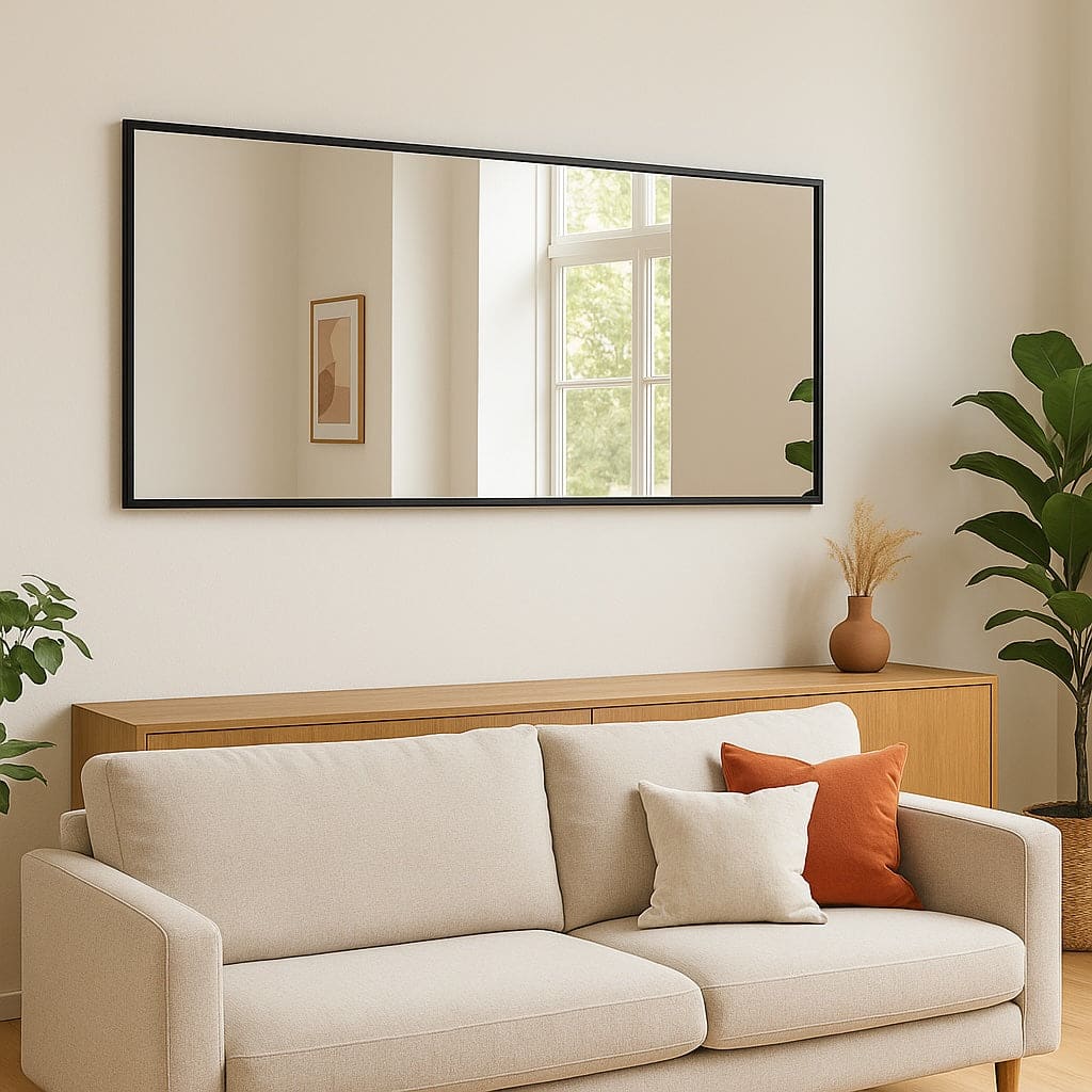 Takara - Full Length Leaner Black Metal Rectangle Mirror - 180cm x 90cm-1