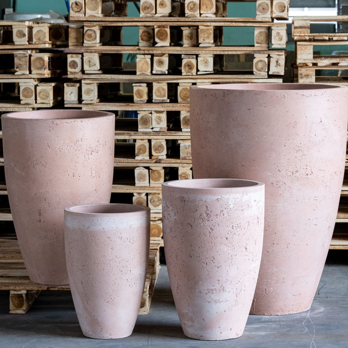 Vessara | Blushstone – 68cm Extra Large Concrete Vase Planter – 61L Tall Plant Pot-0