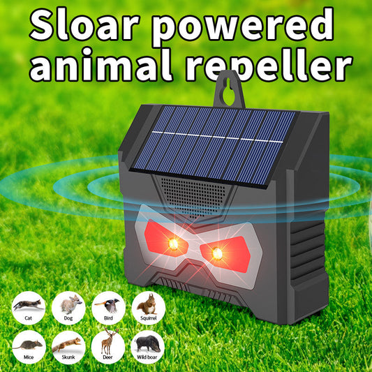 Solar Animal Repeller 2024 Upgraded Predator Nocturnal Animal Repellent, Red Led Light Control Outdoor Deterrent Coyote Raccoon Deer Fox Skunk Squirrel for Garden Yard Farm Chicken Coop-0