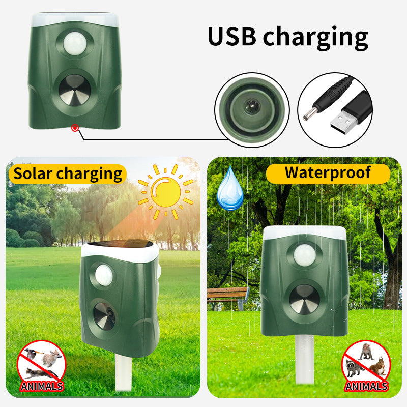 360°Ultrasonic Animal Repeller Cat Repellent Outdoor, Dog Repellent, Motion Sensor & Flashing Light, Repel Dogs, Deer, Fox, Raccoon, Skunk, Rabbit, Squirrels, Coyote Deterrent-1