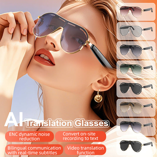 Smart Glasses with AI Translation, Support 110+ Languages, Blue Light Blocking Glasses, Voice Recorder with App, Open Ear Headphones, Bluetooth Audio Glasses-0