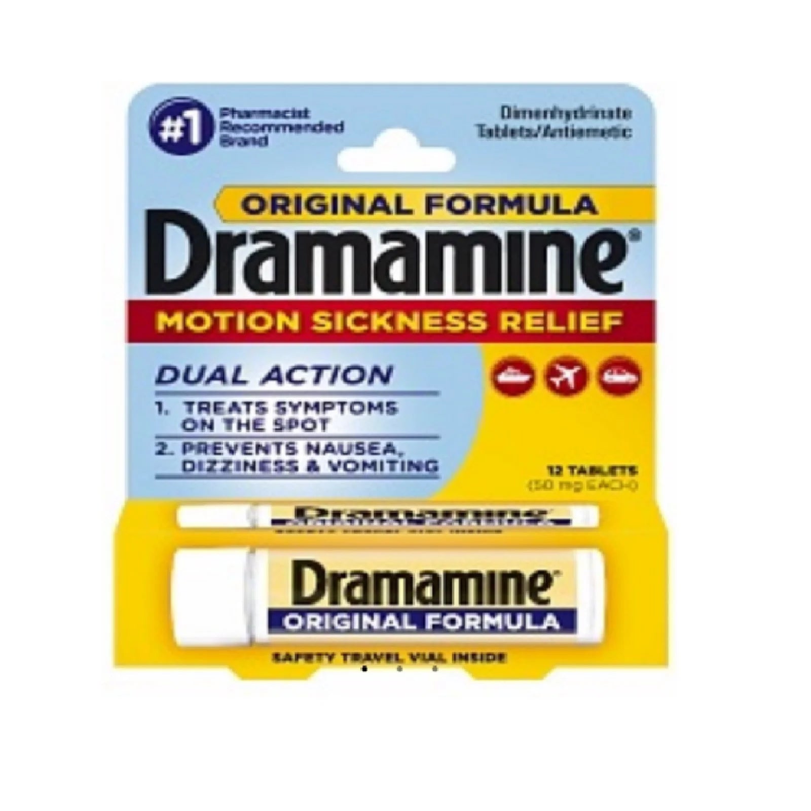 Dual Action Motion Sickness Relief, Orignal Formula, 12 Ct, 5 Pack