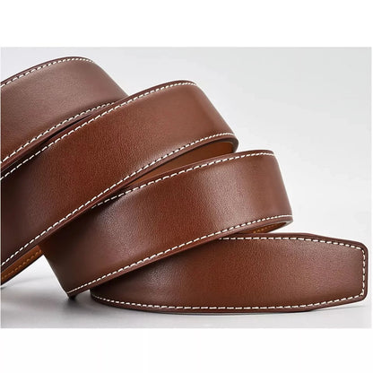Mens Genuine Leather Ratchet Belts Adjustable Automatic Buckle Size 30-42 Brown