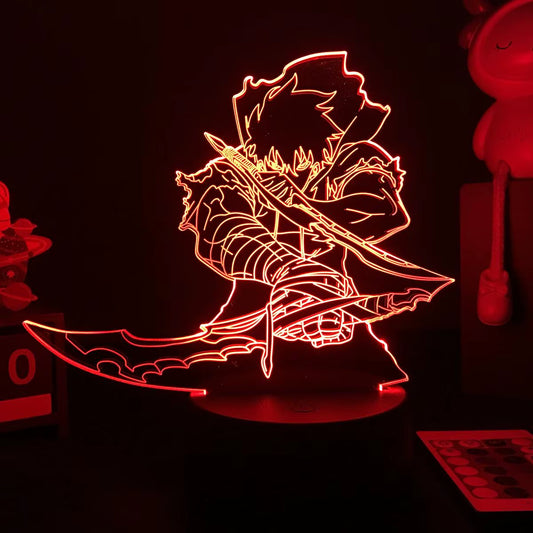 Anime Led Light Solo Leveling Acrylic Glowing Stand Sung Jin Woo Action Figure for Kids Boys Bedroom Decor Manga Gifts all good