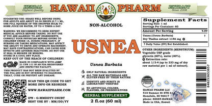 Usnea (Usnea Barbata) Dry Thallus ALCOHOL-FREE Liquid Extract. Expertly Extracted by Trusted Hawaiipharm Brand. Absolutely Natural. Proudly Made in USA. Glycerite 2 Fl.Oz