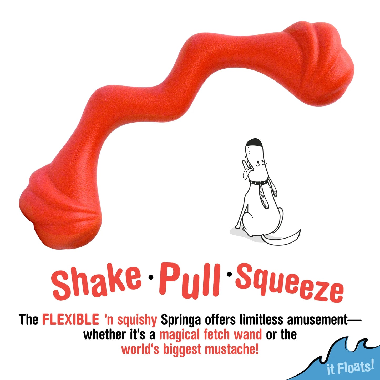 Springa Interactive Dog Toy, Lightweight Flexible Floatable Tug Toy