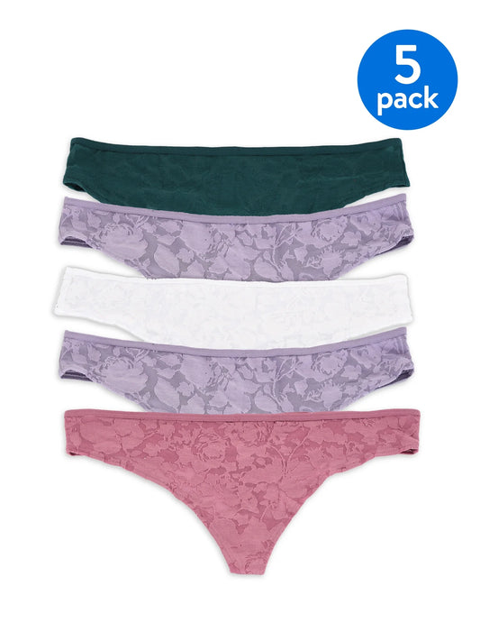 Women'S Ultrasoft Thong Panties, 5-Pack