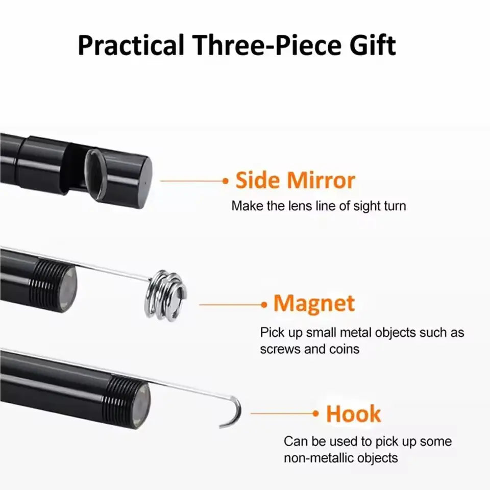 7.0MM TYPE-C Endoscope Camera IP67 Waterproof 6 Leds Adjustable USB Android Flexible Inspection Borescope Cameras for Phone PC all good
