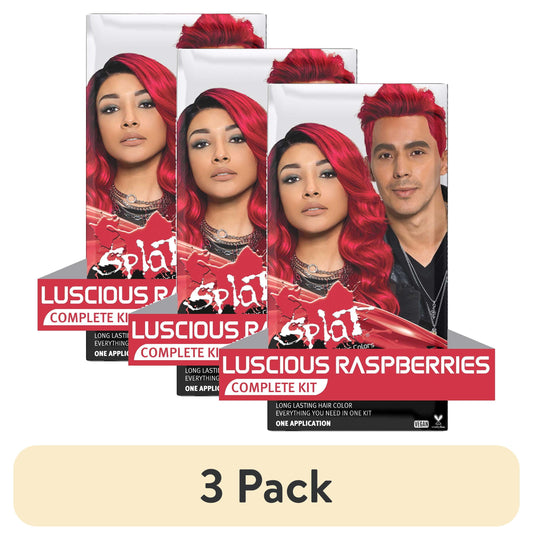 (3 Pack)  Luscious Raspberries Red Unisex Hair Color Kit, Semi-Permanent Dye