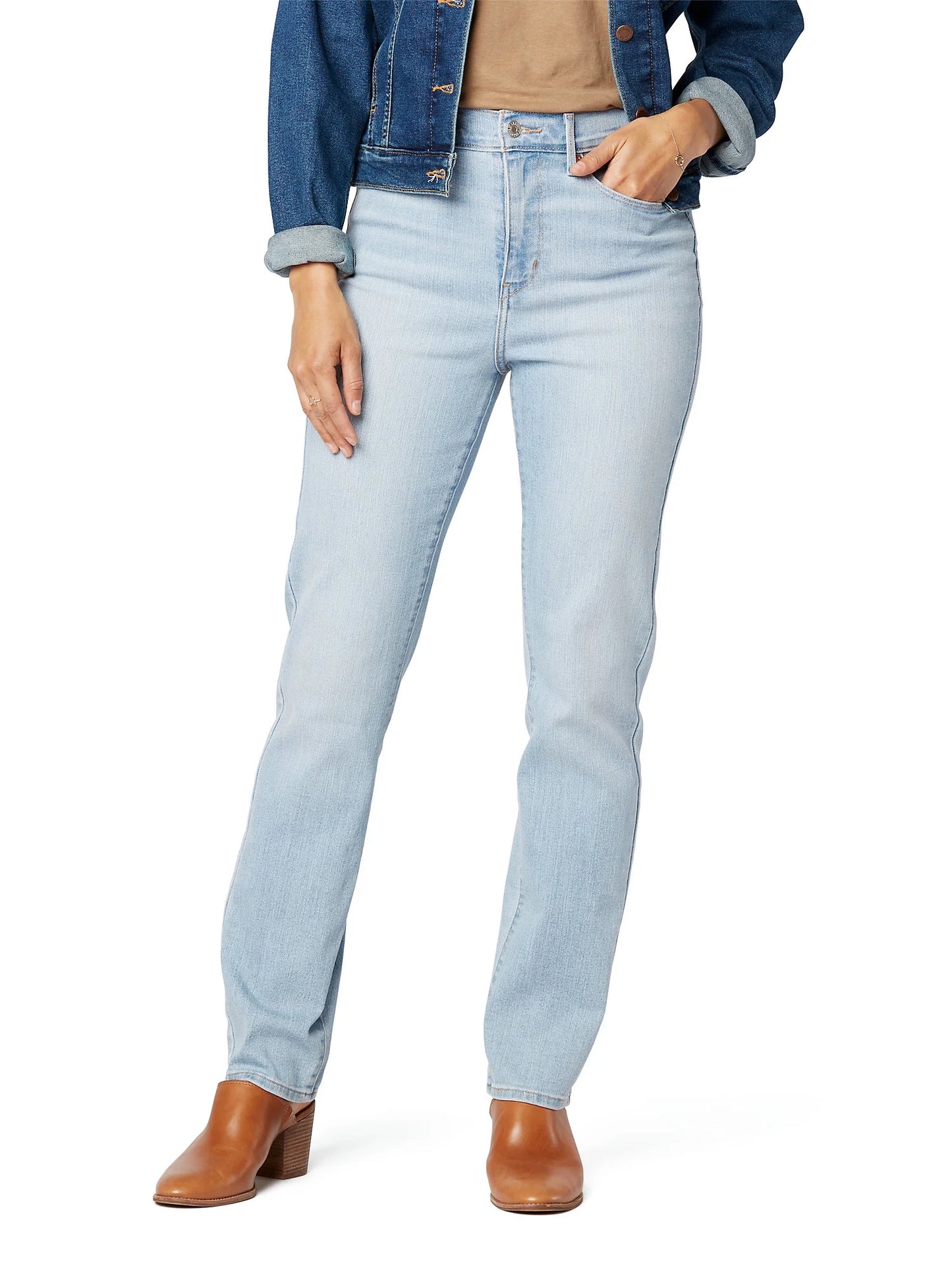 Women'S and Women'S plus High Rise Straight Jean, Sizes 2-28