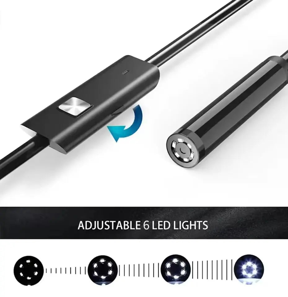7.0MM TYPE-C Endoscope Camera IP67 Waterproof 6 Leds Adjustable USB Android Flexible Inspection Borescope Cameras for Phone PC all good