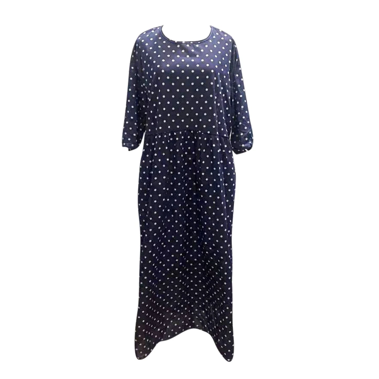 plus Size Summer Dresses Maxi Dresses for Women 2023 Cal Short Sleeve Polka Dot Printed Dress Retro Beach Dress plus Size Flowy Dresses for Women Blue Xl