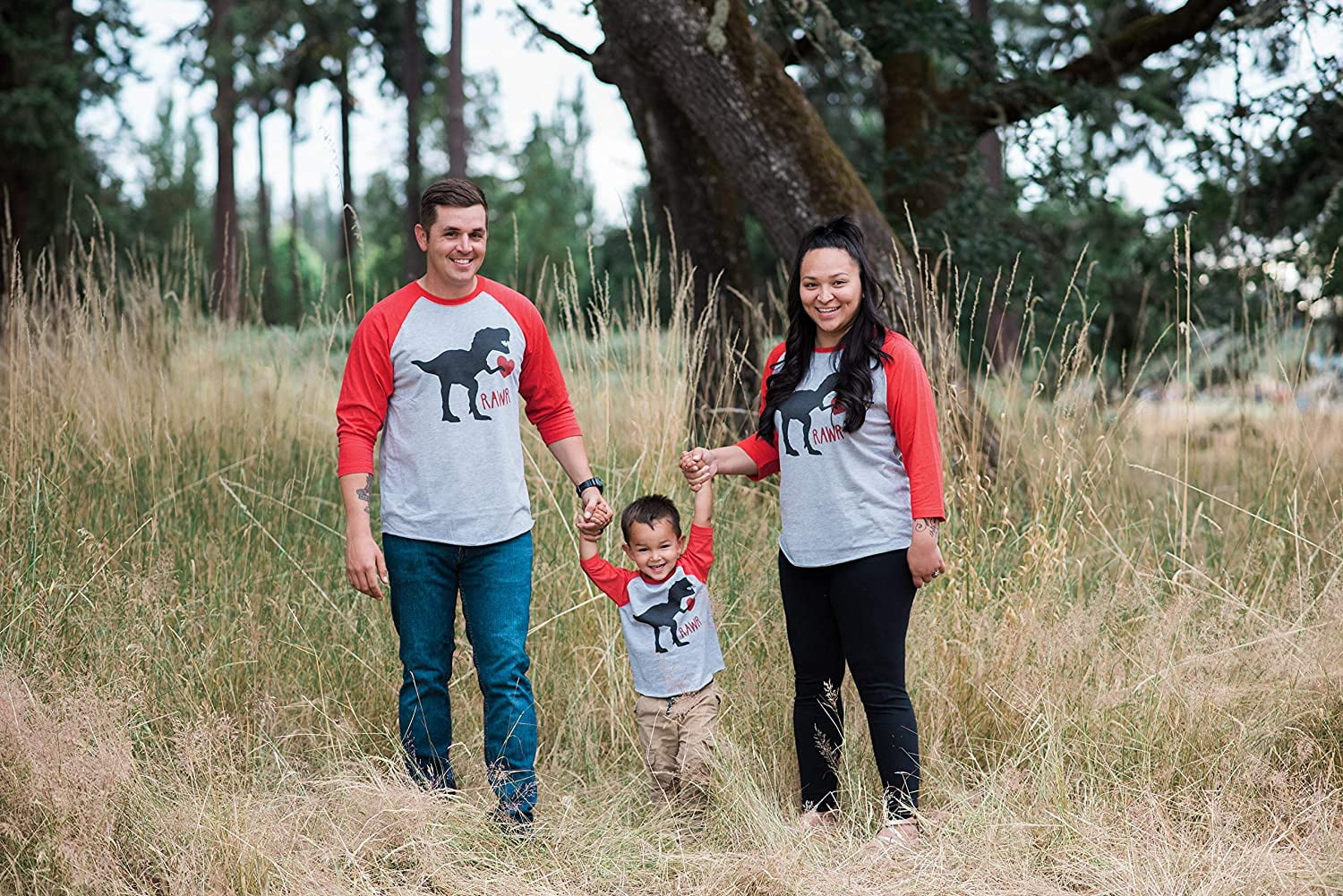 Youth Dinosaur Happy Valentine'S Day Red Raglan