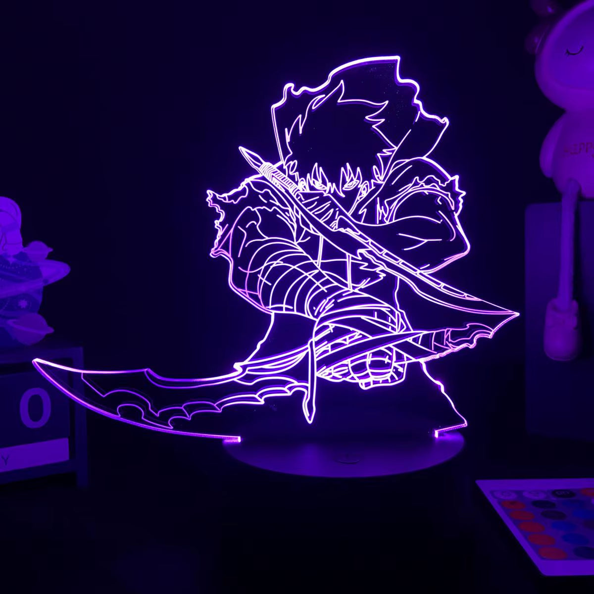 Anime Led Light Solo Leveling Acrylic Glowing Stand Sung Jin Woo Action Figure for Kids Boys Bedroom Decor Manga Gifts all good