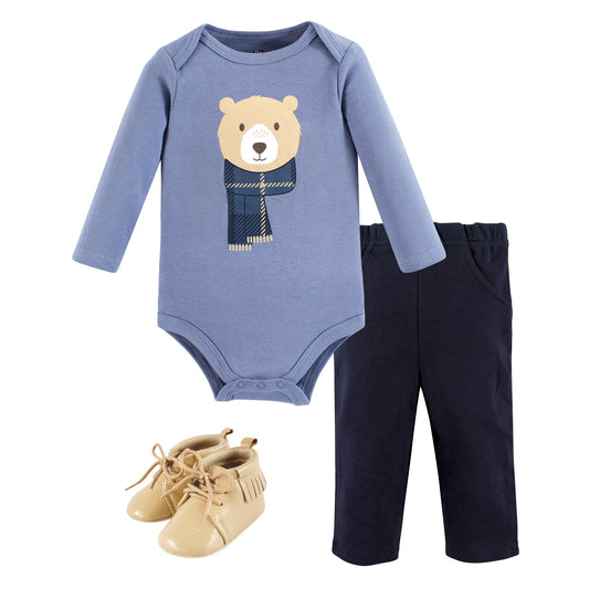 Long Sleeve Bodysuit and Pant Set with Shoes, 0-18 Months