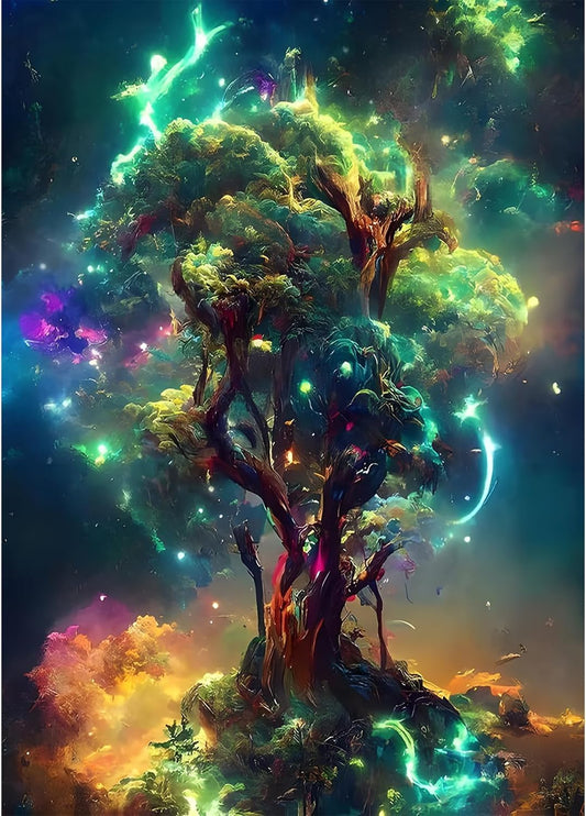 Colorful Tree Diamond Art Kits for Adults, Full Drill Tree Diamond Painting Kits for Adults Beginner, DIY 5D Landscape Diamond Dots Kit Crystal Craft for Home Art Decor 12X16 Inch