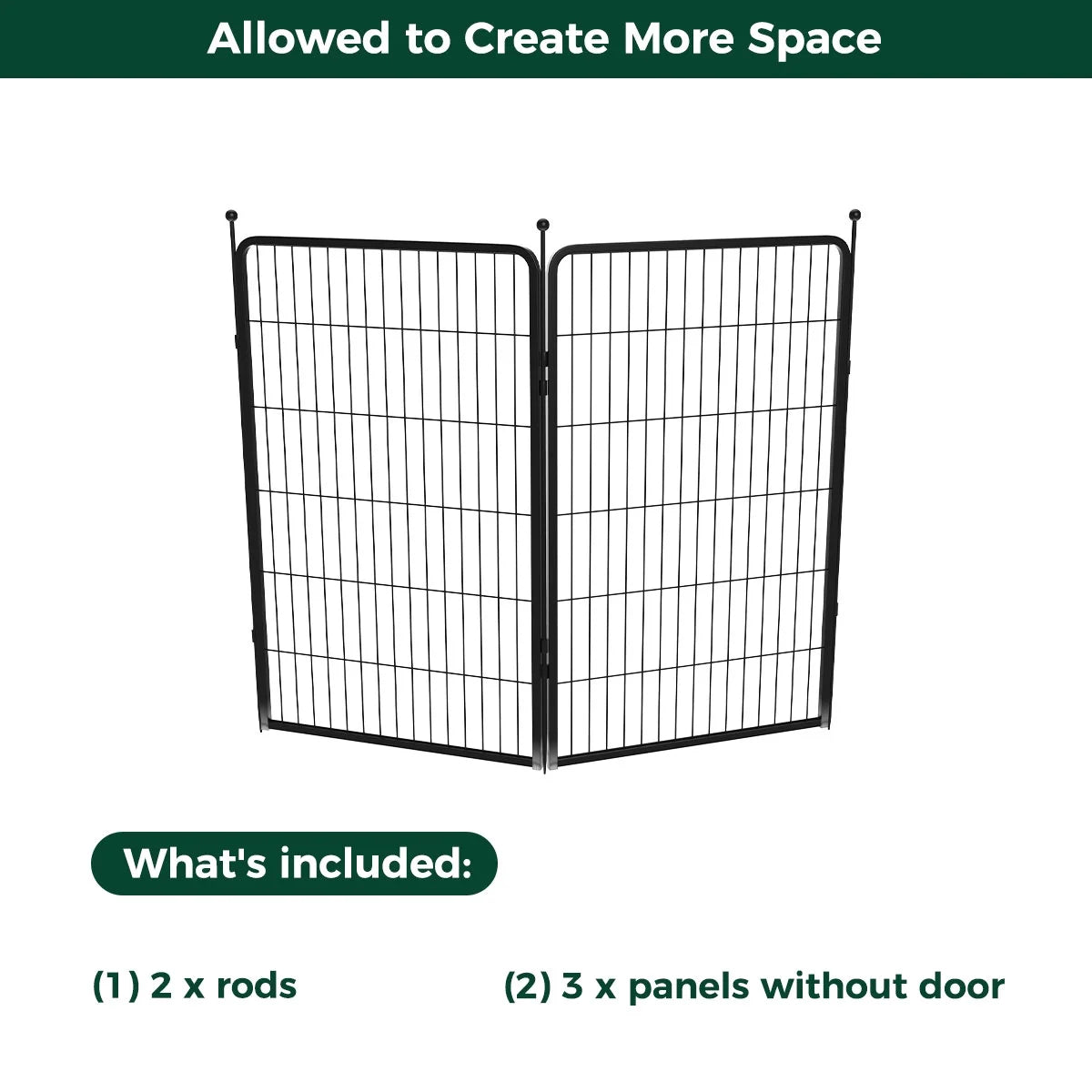 Rollick Dog Playpen for Yard, RV Camping, 45 Inch 2 Panels for Large Dogs│Patented, Black
