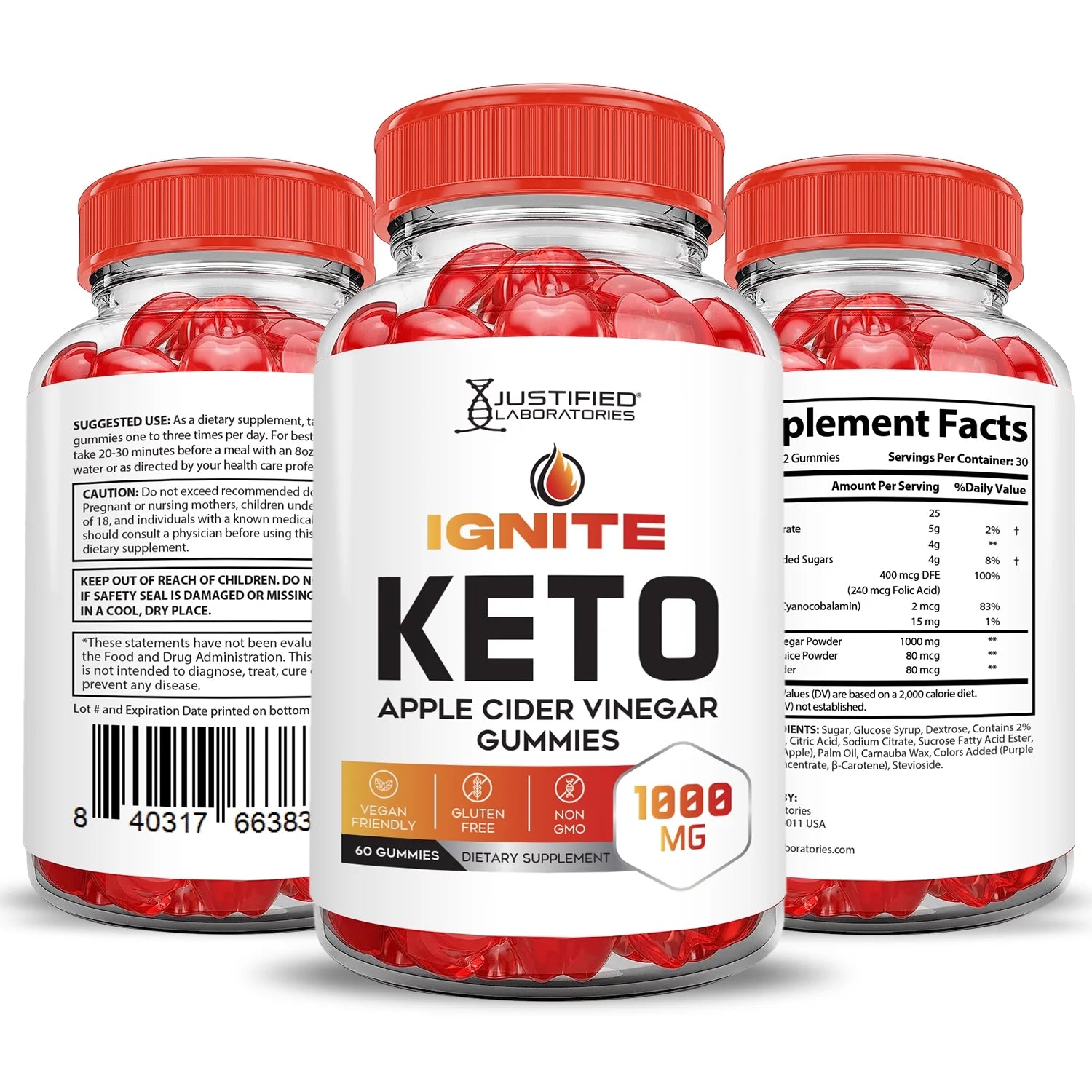 Ignite Keto ACV Gummies 1000MG Dietary Supplement 60 Gummys