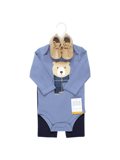 Long Sleeve Bodysuit and Pant Set with Shoes, 0-18 Months
