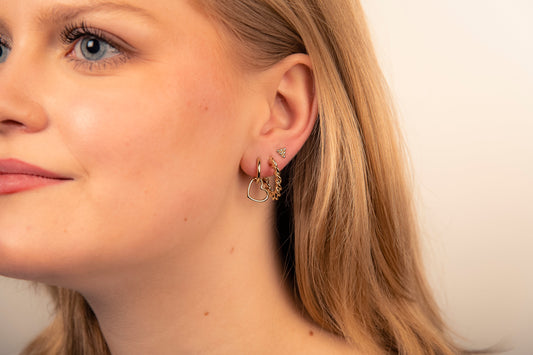 Oorbellen Balletjes Driehoek Goudkleur JE025G