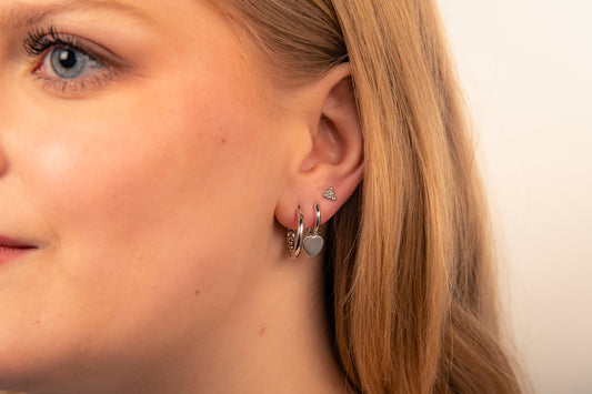 Oorbellen Balletjes in Driehoek Zilver JE025S