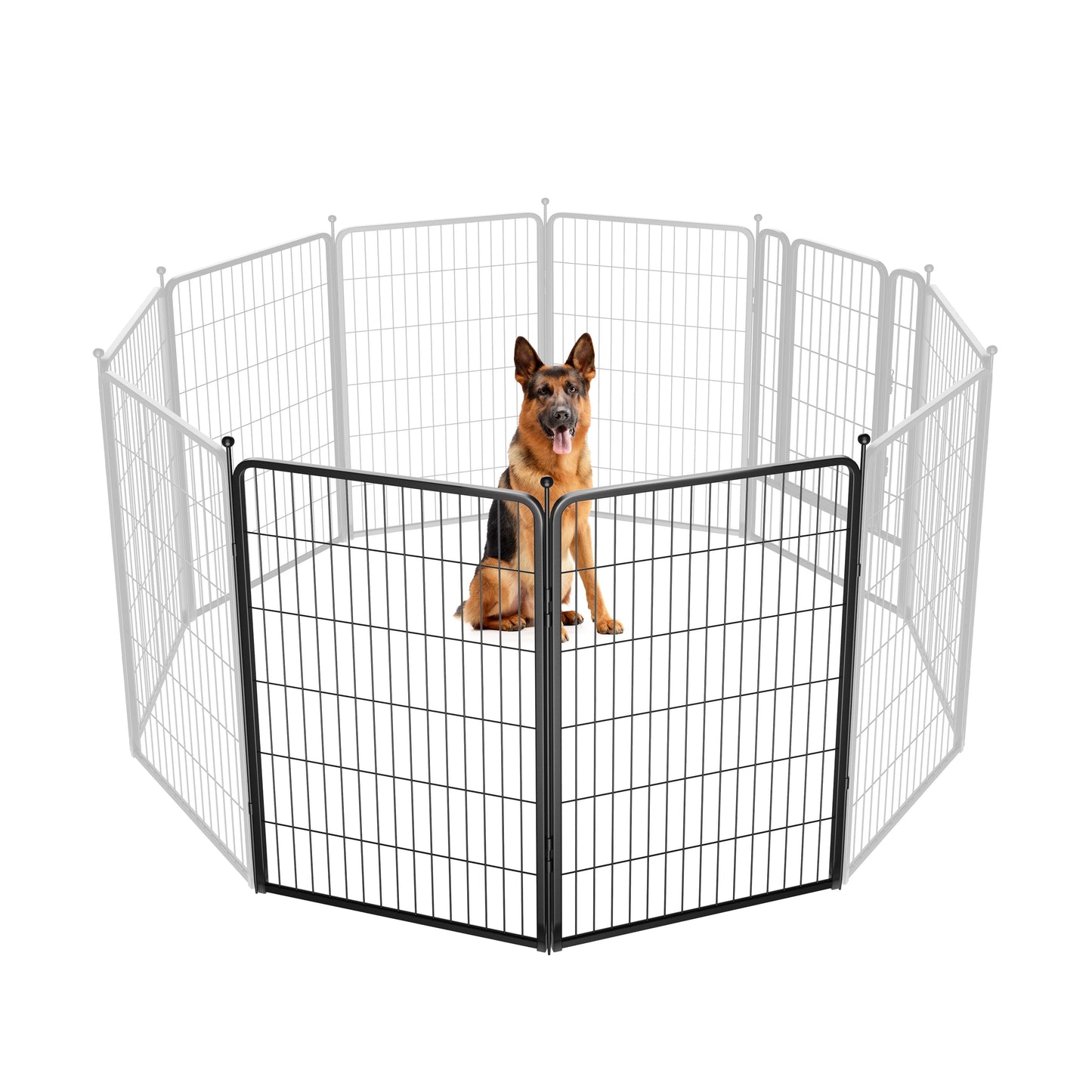 Rollick Dog Playpen for Yard, RV Camping, 45 Inch 2 Panels for Large Dogs│Patented, Black