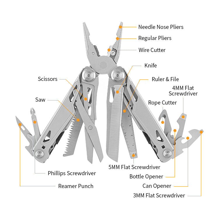 Foldable Multitools with Scissors and Screwdriver Stainless Steel Multi Tool Pliers with Replaceable Wire Cutters and Saw-1