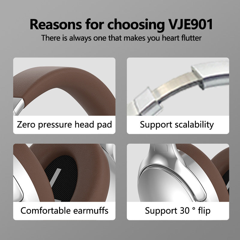 NNEDSZ Sliver VJE901 Wireless Bluetooth Over-Ear Headphones with Active Noise Cancelling-2