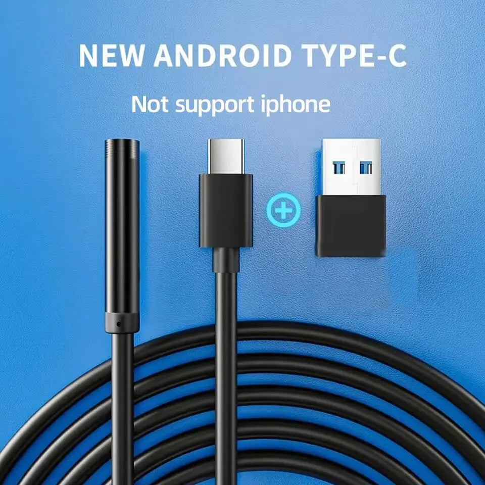 7.0MM TYPE-C Endoscope Camera IP67 Waterproof 6 Leds Adjustable USB Android Flexible Inspection Borescope Cameras for Phone PC all good