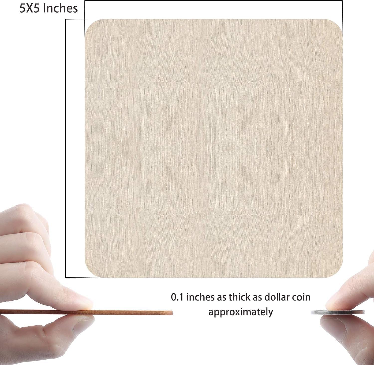 Fuyit Unfinished Wood Pieces, 50Pcs 6 X 6 Inch Blank Natural Wood Square Wooden Cutouts Board for DIY Crafts Painting, Scrabble Tiles, Coasters, Decoration