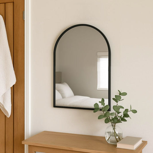 Akiko - Black Metal Arched Mirror - 70cm x 50cm-0