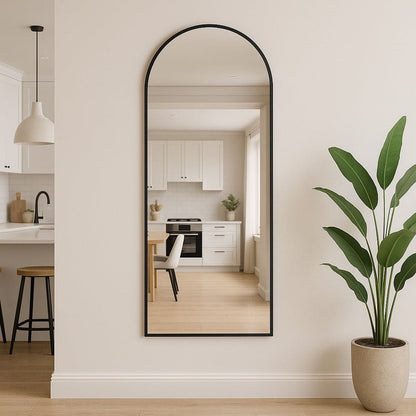 Akiko - Full Length Black Metal Arched Mirror - 160cm x 60cm-1
