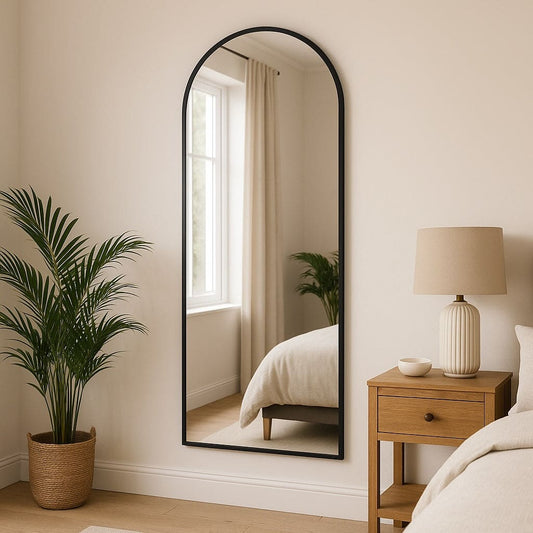 Akiko - Full Length Black Metal Arched Mirror - 160cm x 60cm-0
