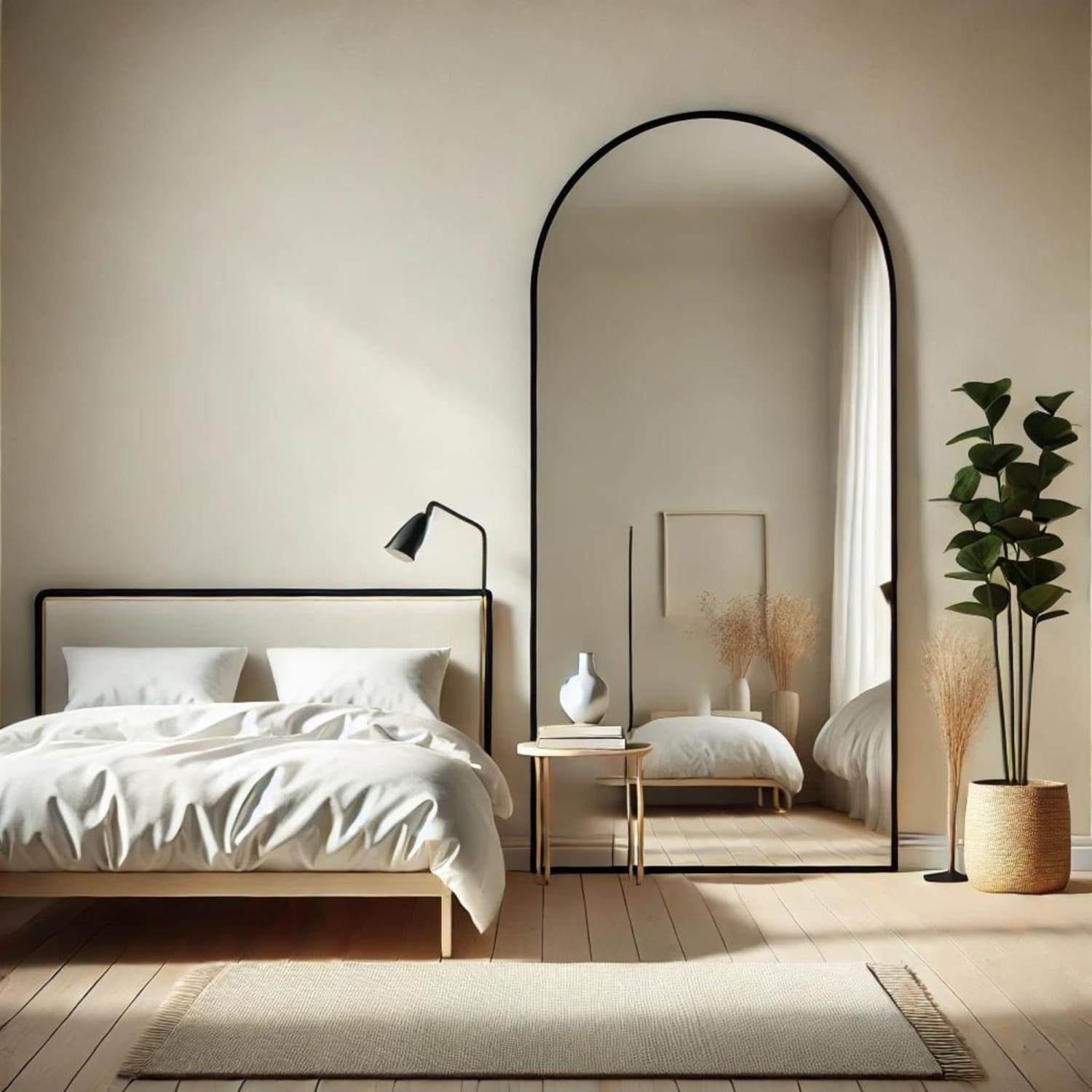 Akiko - Full Length Black Metal Arched Mirror - 180cm x 90cm-1