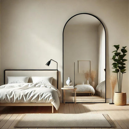 Akiko - Full Length Black Metal Arched Mirror - 180cm x 90cm-1