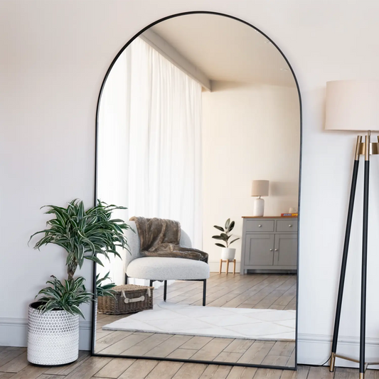 Akiko - Full Length Black Metal Arched Mirror - 200cm x 120cm-0