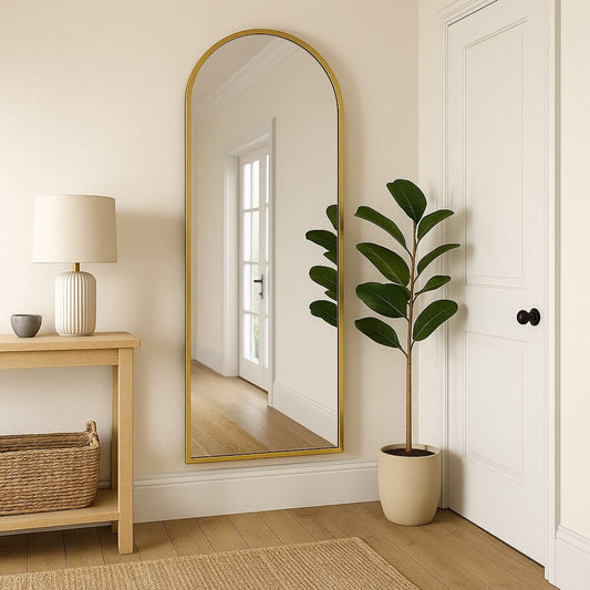 Akiko - Full Length Gold Metal Arched Mirror - 160cm x 60cm-0