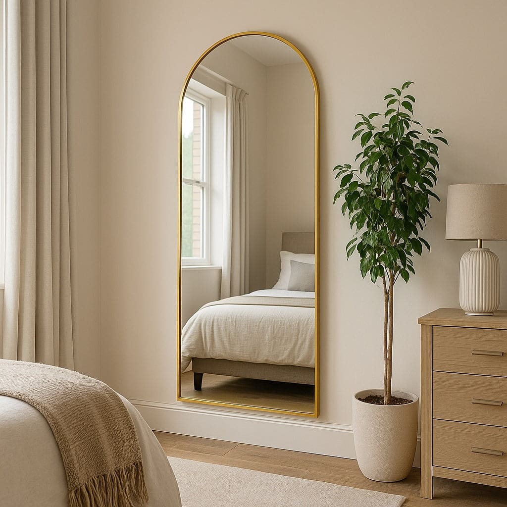 Akiko - Full Length Gold Metal Arched Mirror - 160cm x 60cm-1