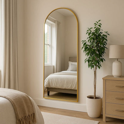 Akiko - Full Length Gold Metal Arched Mirror - 160cm x 60cm-1