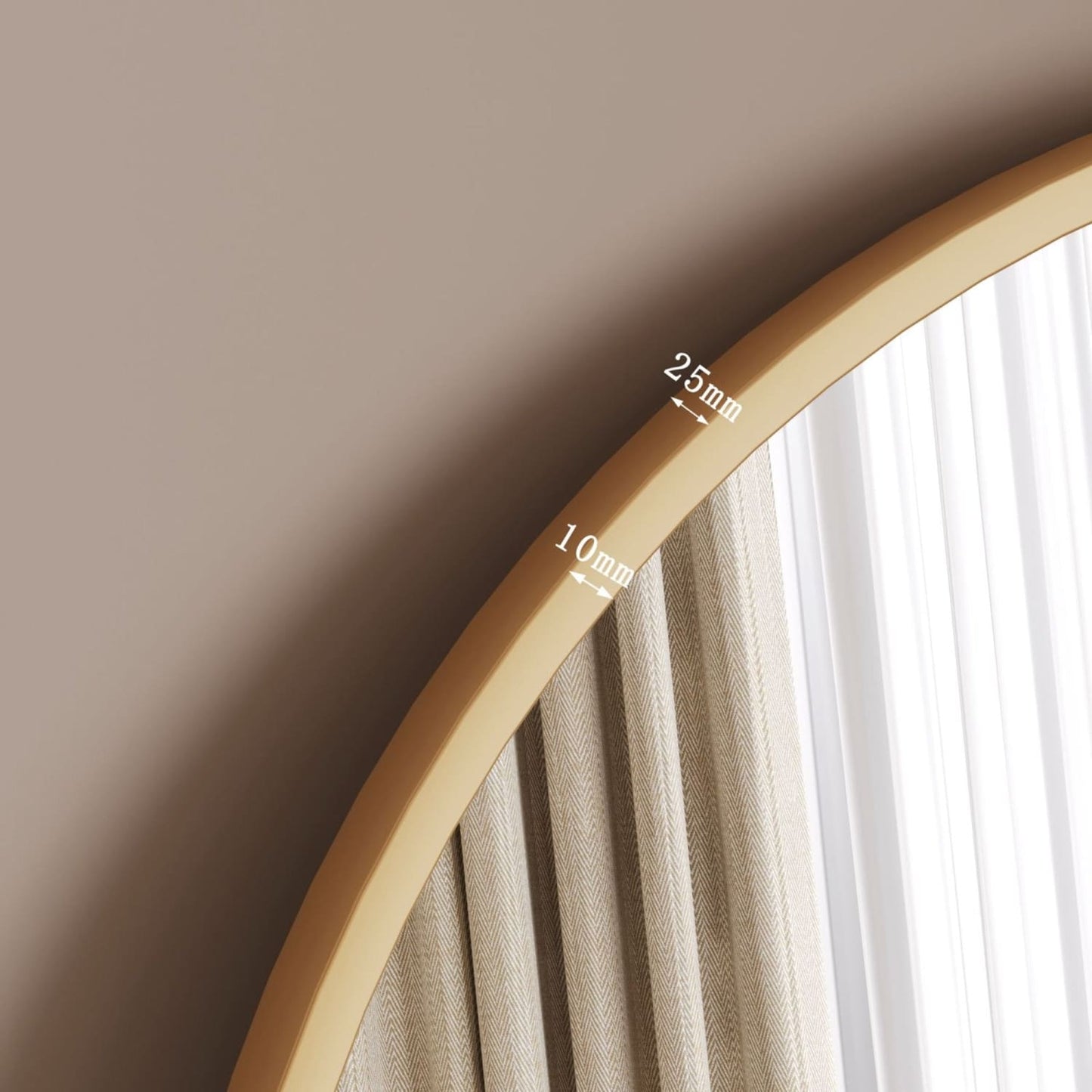 Akiko - Full Length Gold Metal Arched Mirror - 180cm x 90cm-3