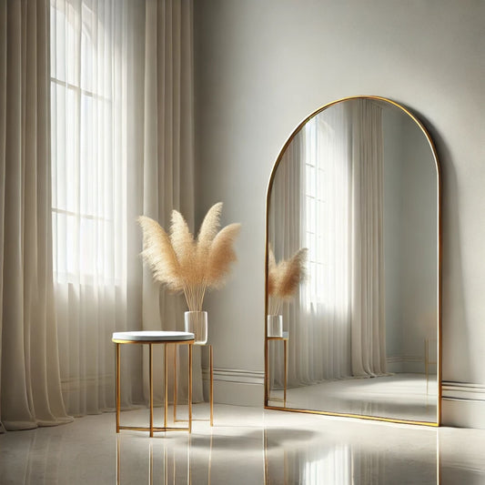 Akiko - Full Length Gold Metal Arched Mirror - 180cm x 90cm-0