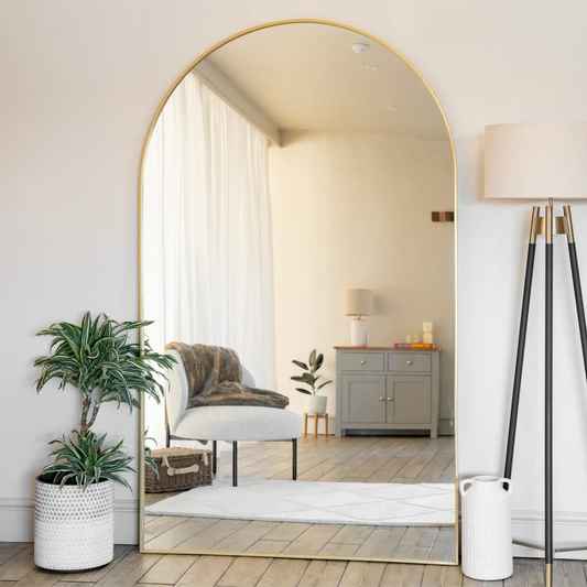Akiko - Full Length Gold Metal Arched Mirror - 200cm x 120cm-0